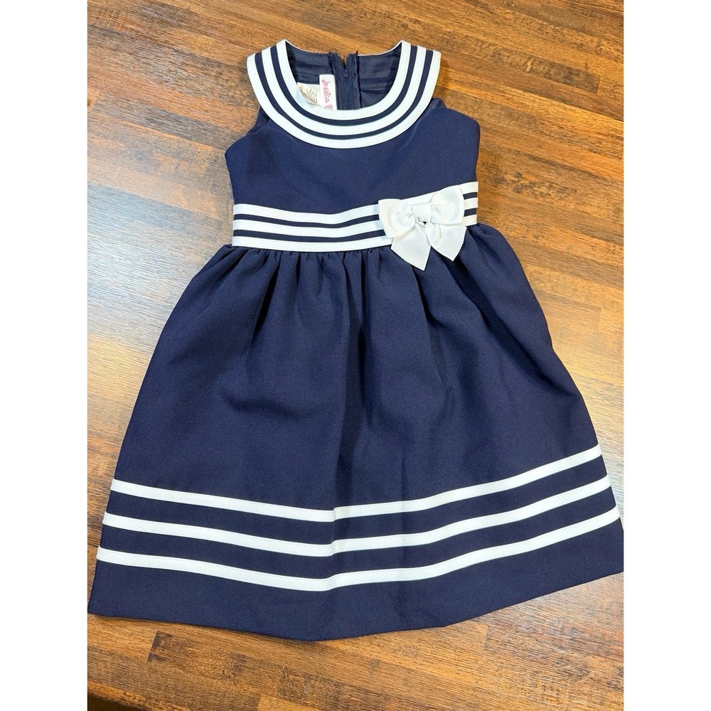 Girls Jessica Ann blue and white dress size 4T classic sophisticated.  Wedding